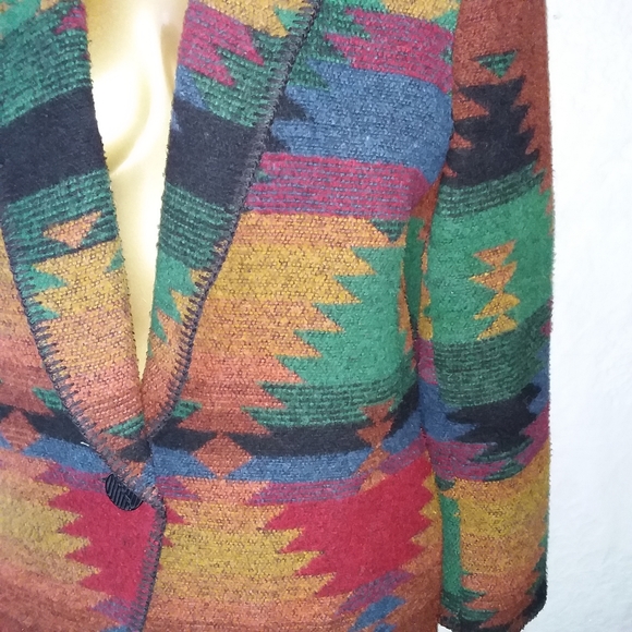 Vintage southwestern wool blanket blazer coat jacket sz 6 - Picture 4 of 6